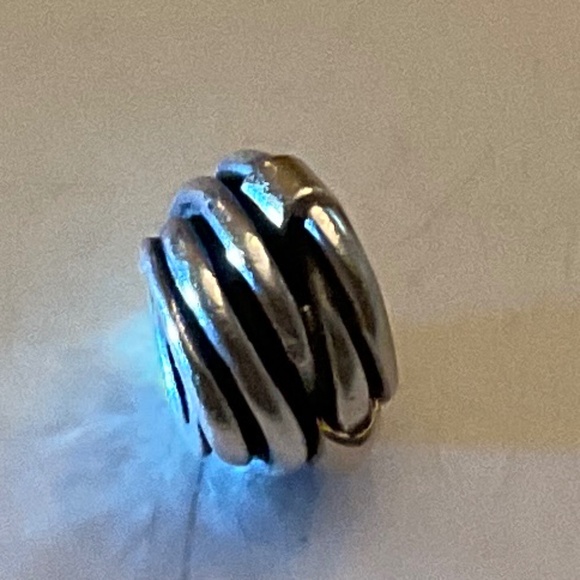 Pandora Sterling Silver & 14k Yellow Gold Swirl Design Bead Charm Retired - Picture 5 of 6